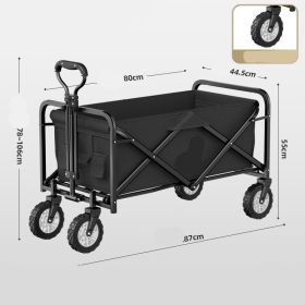 Camping Cart Foldable Outdoor Hand Push Picnic Pull Rod (Color: Black)