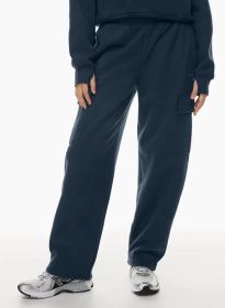Elastic-waist High Waist Wide-leg Ankle-length Pants (Option: Navy Blue-S)