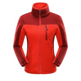 Cross-border Sources Of New Polar Fleece Warm Fleece Couple Cardigan Contrast (Option: Red girl-3XL)