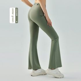 Abdominal Tightening And Hip Lifting Micro Pull Exercise Quick Drying Fitness Pants (Option: L-Cedar Green)