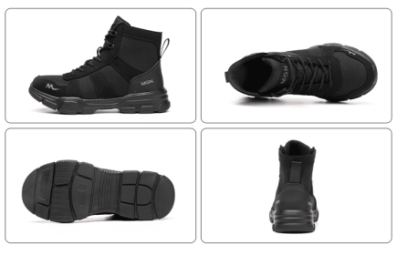 Labor Protection Shoes Anti-smash Anti-puncture Protective Shoes High Top (Option: Black-45)