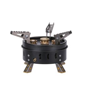 Portable Windproof Camping Cookout Gas Stove Holder Set (Color: Black)