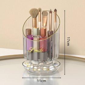 Large Capacity Rotating Cosmetic Brush Storage Container (Option: Gilding Transparent)