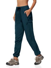 Quick-dry Pants Women's Summer Thin Sports Outdoor Hiking Mountaineering Sun Protective (Option: Peacock Blue-L US Code)