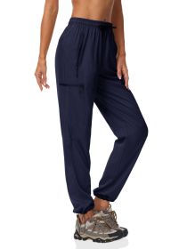 Quick-dry Pants Women's Summer Thin Sports Outdoor Hiking Mountaineering Sun Protective (Option: Dark Blue-L US Code)