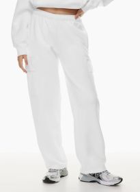Elastic-waist High Waist Wide-leg Ankle-length Pants (Option: White-L)