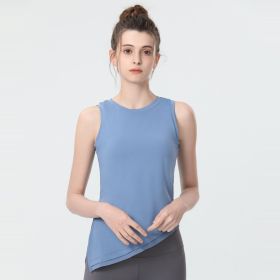 Sleeveless Sports Vest Women's Outer Wear Tight (Option: Blue-M)