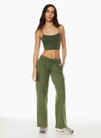 Elastic-waist High Waist Wide-leg Ankle-length Pants (Option: Army Green-M)