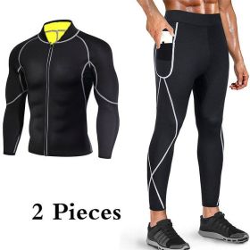 Men's Running Sports Yoga Sauna Fitness Suit (Option: Stitching Suit-XL)