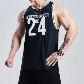 Quick-drying Sports Vest Summer New Elastic American Basketball Training No 24 Jersey Vest (Option: Black-XXL)
