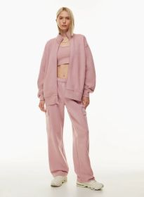Elastic-waist High Waist Wide-leg Ankle-length Pants (Option: Pink-XXL)