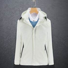 Single Men's Assault Jacket Outdoor Sports Waterproof Mountaineering Suit Trench Coat (Option: Beige-M-Men)