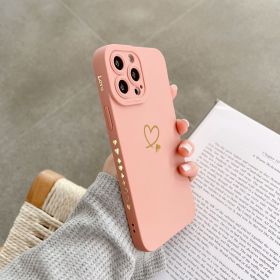 Angel Eye Love Phone Case Bronzing Solid Color Drop-resistant Protective Cover (Option: pink-iPhone15promax)
