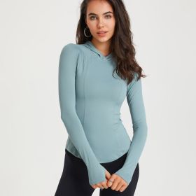 New Hooded Yoga Dress For Women (Option: Fog Gray And Blue-XXL)