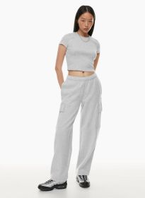 Elastic-waist High Waist Wide-leg Ankle-length Pants (Option: Light Gray-XL)
