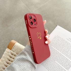 Angel Eye Love Phone Case Bronzing Solid Color Drop-resistant Protective Cover (Option: wine red-iPhone15promax)