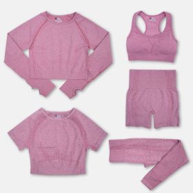 Fashion Women's Workout Yoga Clothes (Option: Hoarse Pink-L)