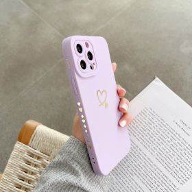 Angel Eye Love Phone Case Bronzing Solid Color Drop-resistant Protective Cover (Option: purple-iPhone15promax)