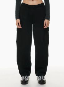 Elastic-waist High Waist Wide-leg Ankle-length Pants (Option: Black-L)